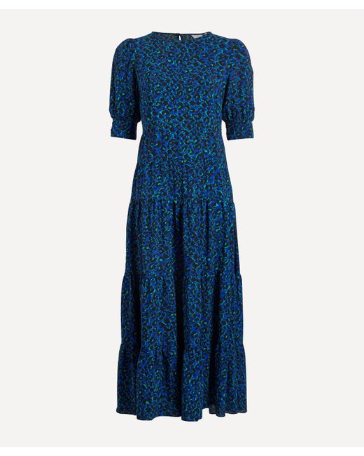 Scamp & Dude Blue Women's Shadow Leopard Maxi Dress 14