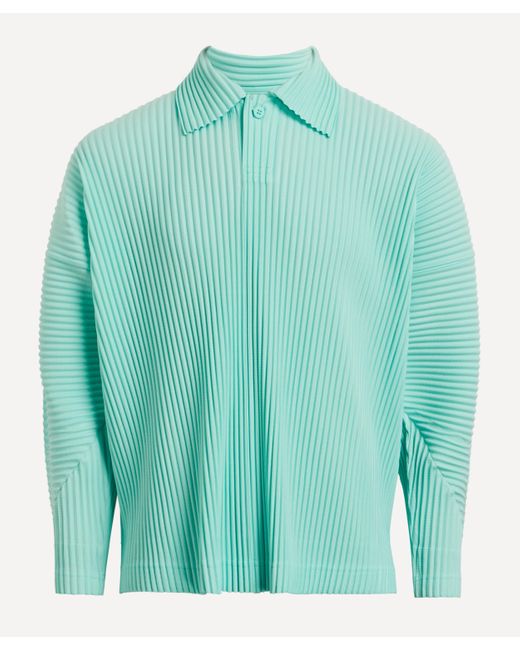 Pleats Please Issey Miyake Green Mens Mc January Pleated Polo Top 2 for men