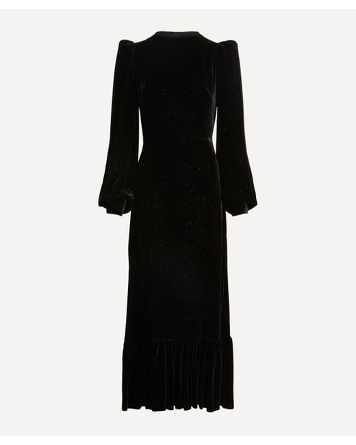 The Vampire's Wife Black Women's Velvet Silk Villanelle Midi Dress 12