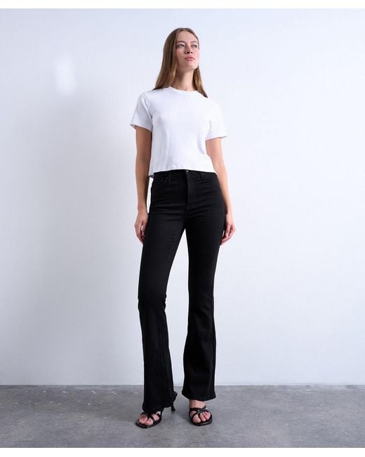 TOPSHOP White Jamie Flare High-Rise Jeans