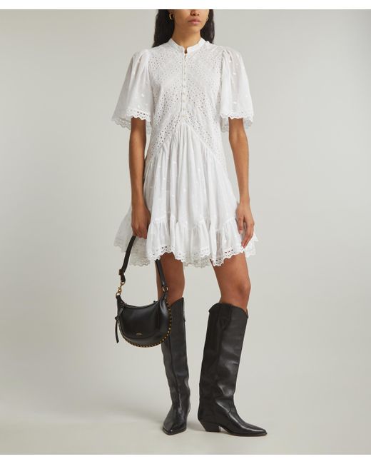 Isabel Marant White Women's Slaye Broderie Anglaise Cotton Mini-dress 8