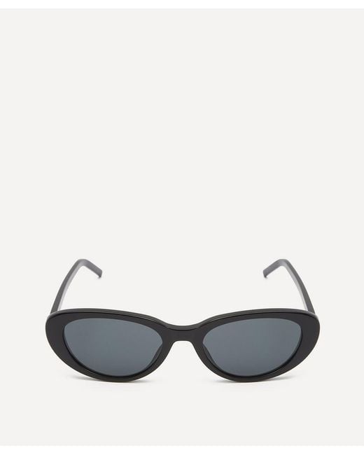 Saint Laurent Black Oval Cat Eye Acetate Sunglasses