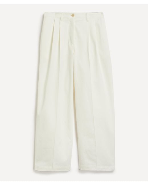 Totême  White Women's Relaxed Twill Trousers 8