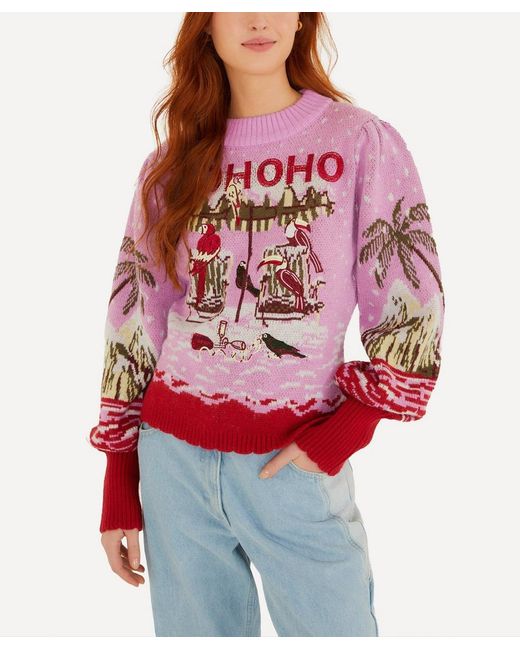 Farm Rio Red From Sand To Snow Knit Jumper