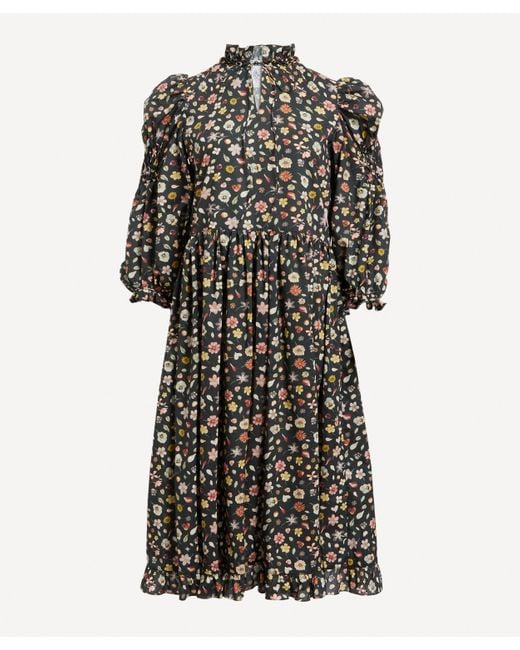 Horror Vacui Black Women's Yuzuki Phyls Flower Tana Lawn Cotton Dress