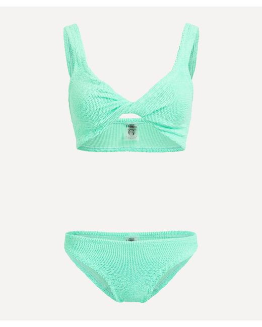 Hunza G Green Women's Lime Juno Crinkle Bikini One Size