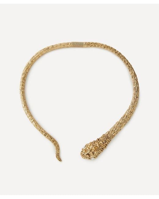 Kenneth Jay Lane Natural Plated Snake Spring Collar Necklace