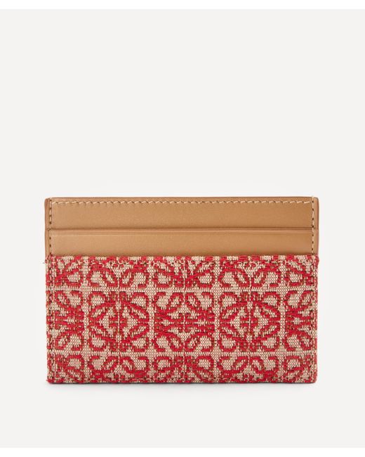 Loewe Red Anagram Jacquard Canvas And Leather Plain Card Holder One