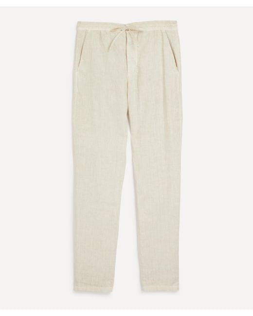 120% Lino Natural Mens Linen Drawstring Trousers 40/50 for men