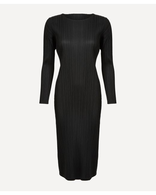 Pleats Please Issey Miyake Women's Monthly Colours September Black Pleated Midi-dress 5
