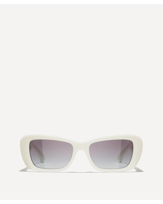 Chanel White Women's Rectangle Sunglasses One Size