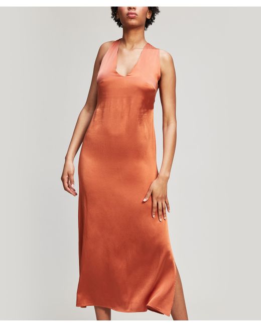 Paloma Wool Orange Atalaia Silk Midi-dress