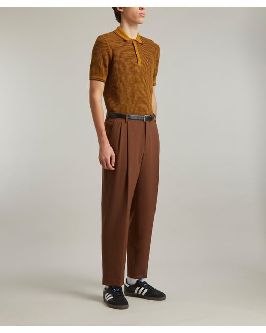 Fred Perry Mens Textured Knitted Polo Shirt in Brown for Men Lyst UK