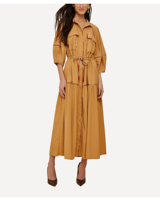 FARM Rio Chemise Midi Dress in Natural | Lyst