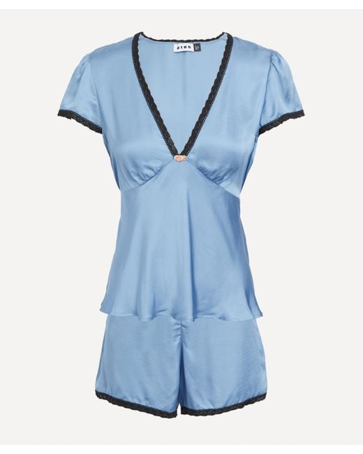 Rixo Blue Women's Maddy Silk-blend Pyjama Set