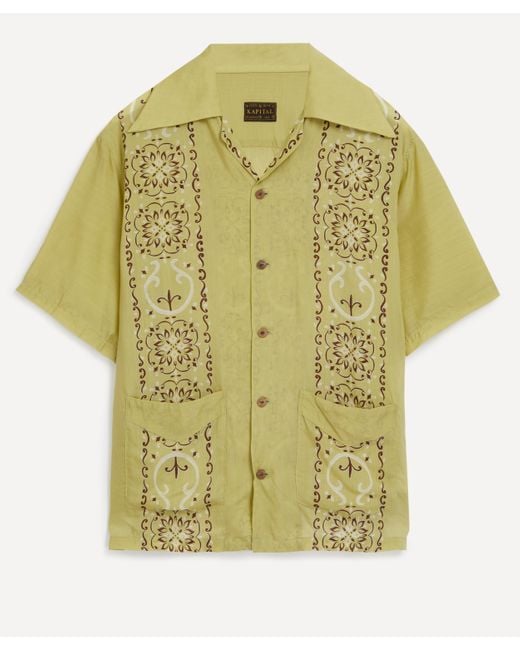 Kapital Green Mens Silk Rayon Havananaja Wrangle Collar Cuba Shirt 4 for men