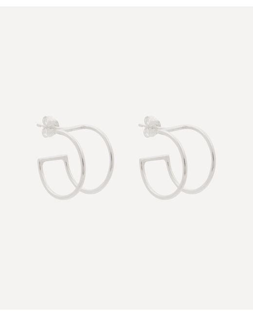 Studio Adorn Natural Sterling Silver Parallel Line Hoop Earrings One Size