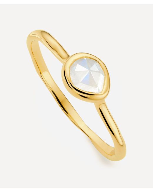 Monica Vinader Metallic Gold Plated Vermeil Silver Siren Small Moonstone Stacking Ring