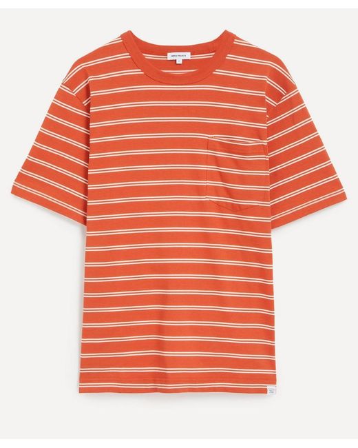 Norse Projects Orange Holger Sailor Stripe Pocket T-Shirt for men