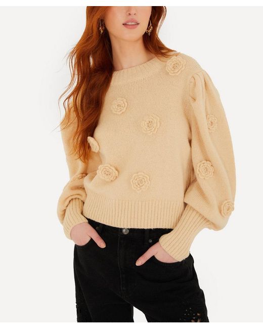 Farm Rio Natural Crochet Flower Knit Jumper
