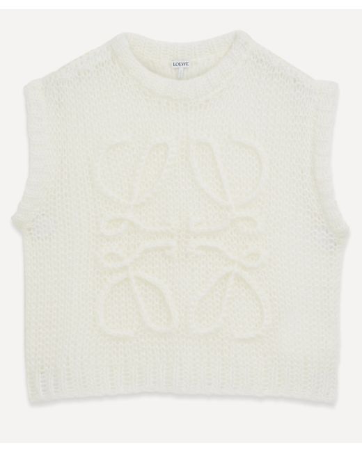 Loewe White Open-knit Mohair-blend Vest