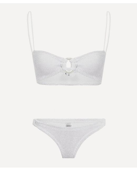 Hunza G White Misty Bikini With Pearly Hoops