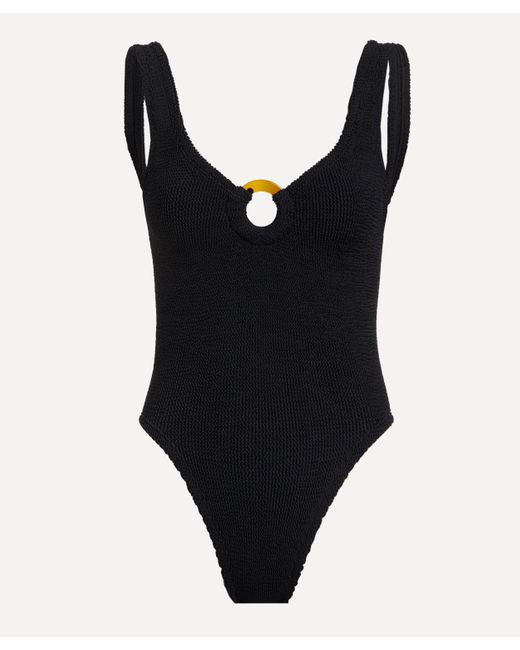 Hunza G Black Women's Celine Crinkle Swimsuit One Size