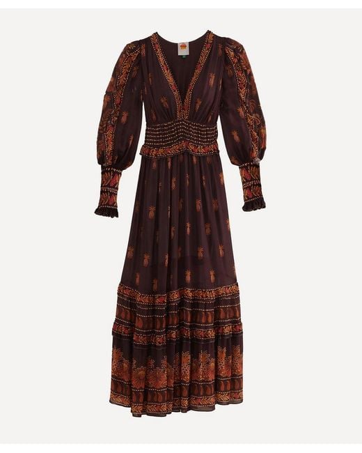 Farm Rio Brown Paisley Bloom Maxi Dress