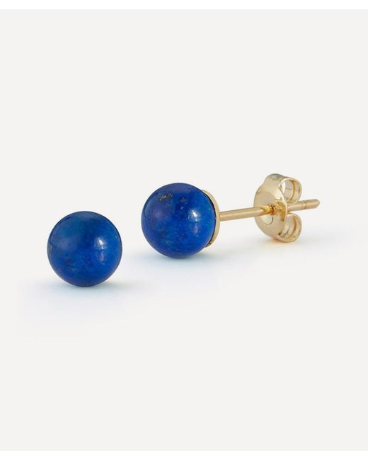 Mateo Blue 14ct Gold 6mm Lapis Lazuli Stud Earrings