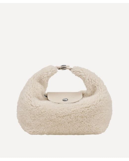 Longchamp Natural Extra-Small Le Pliage Xtra Shearling Top Handle Bag