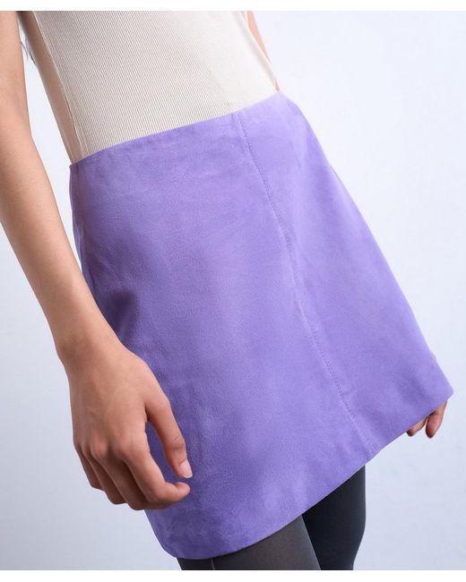 TOPSHOP Purple Suede Pelmet Mini Skirt