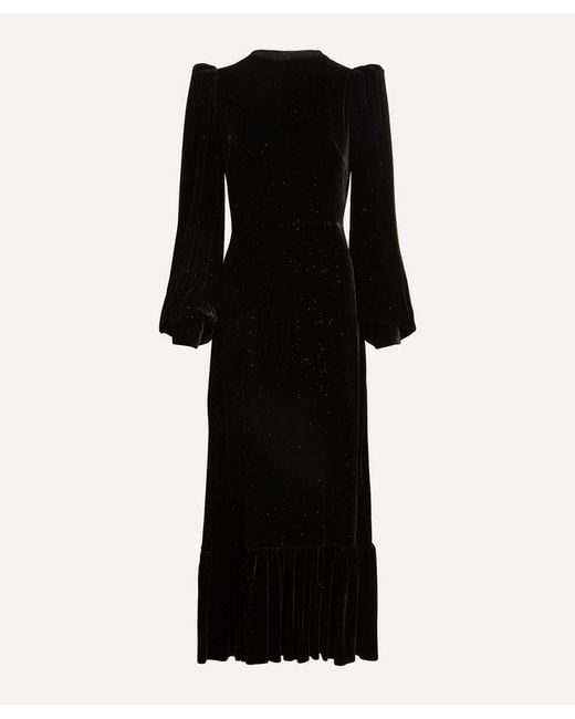 The Vampire's Wife Black Velvet Silk Villanelle Midi Dress