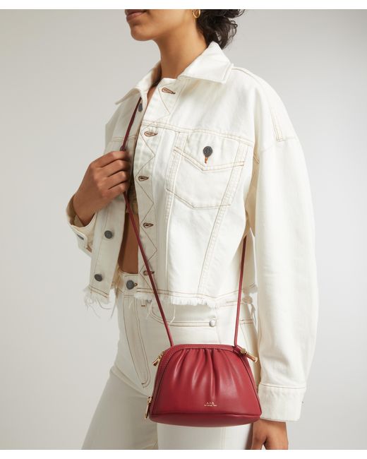 A.P.C. White A. P.c. Women's Small Ninon Drawstring Vegan Leather Bag One Size