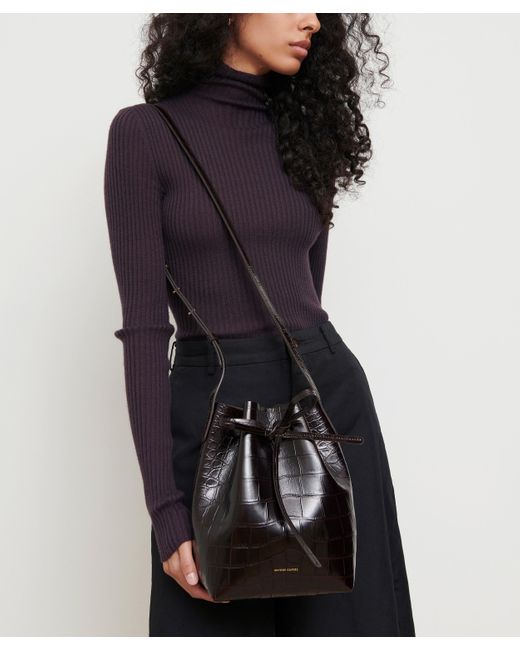 Mansur Gavriel Black Women's Mini Leather Bucket Bag One Size