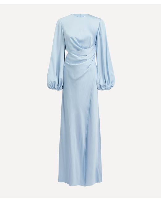 Significant Other Blue Women's Lara Long-sleeve Petrol Satin Dress 12