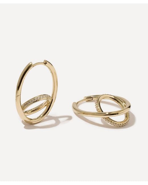Otiumberg Metallic 14Ct-Plated Vermeil Pave Spiralis Hoop Earrings