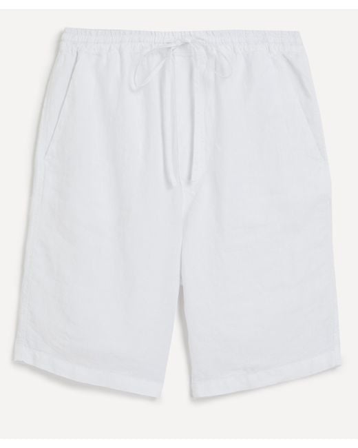 120% Lino White Mens Linen Drawstring Bermuda Shorts 38/48 for men