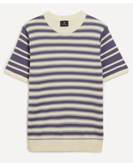 PS by Paul Smith Gray Mens Striped Cotton Knit T-shirt Xl for men