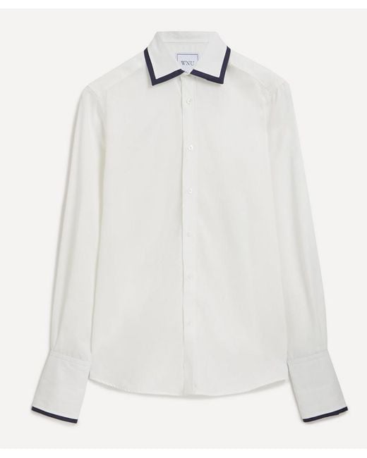 With Nothing Underneath White The Boyfriend Double Cuff Tencel Off And Shirt