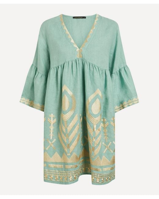 Kori Green Feather Classic Linen Mini Dress