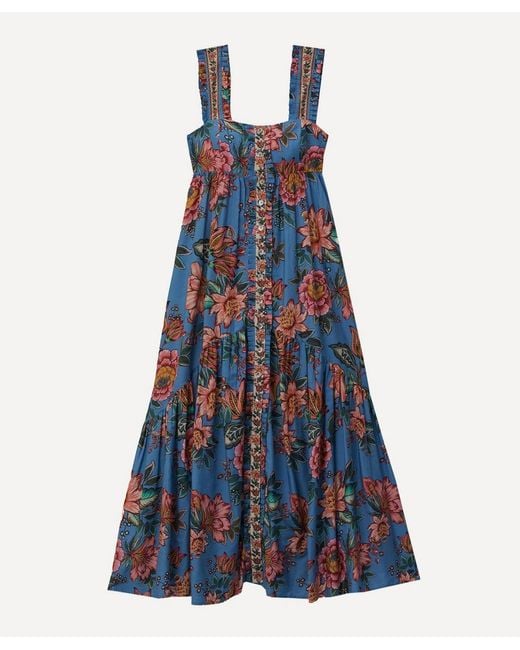 Farm Rio Blue Maxi FARM Rio Wonderful Bouquet Maxi-Dress in Blue | Lyst
