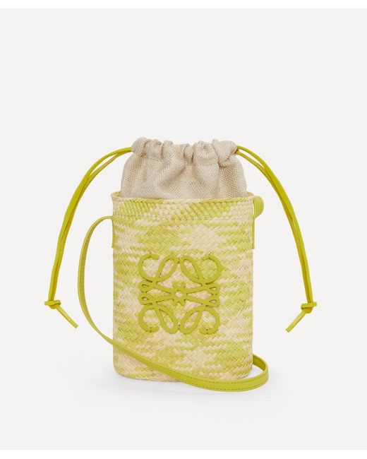 Loewe Metallic Lime Anagram Checks Square Pocket Bag