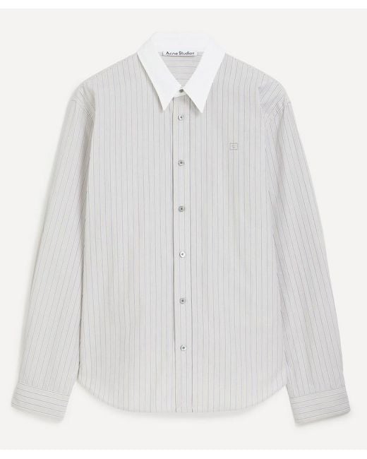 Acne White Contrast Collar Button-Up Shirt for men