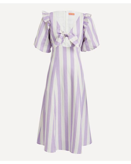 Kitri Purple Women's Pia Lilac Stripe Tie Front Dress