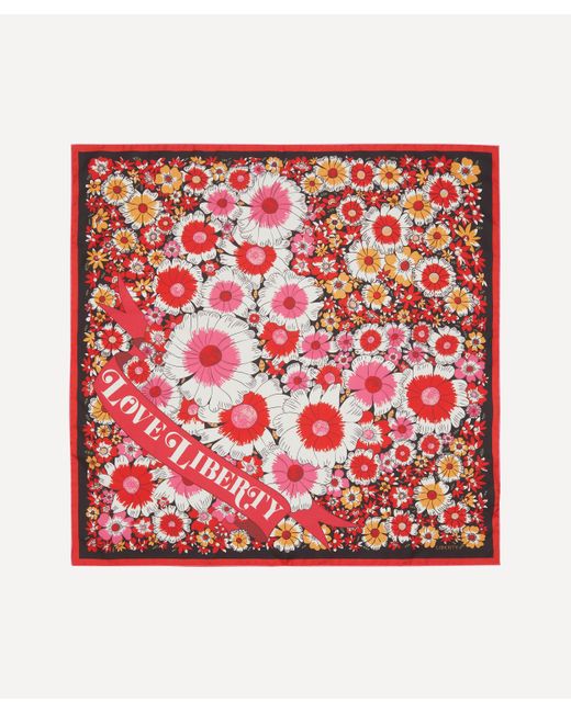 Liberty Red Love 70x70 Silk Twill Scarf Luxury Christmas Gifts For Her