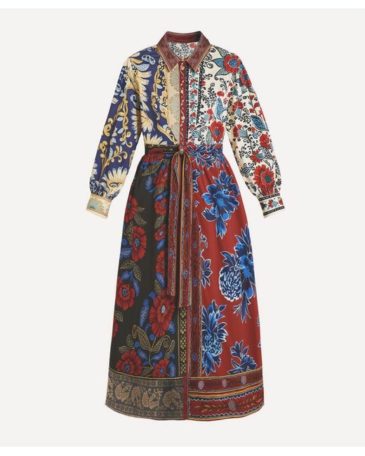 FARM Rio Winter Mix Midi Dress in Red | Lyst UK