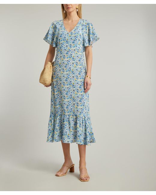 Liberty Blue Women's Dreams Of Summer Silk Crepe De Chine Aperitif Midi-dress