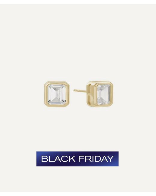 Shashi White 14Ct-Plated Vermeil Emerald Baguette Stud Earrings