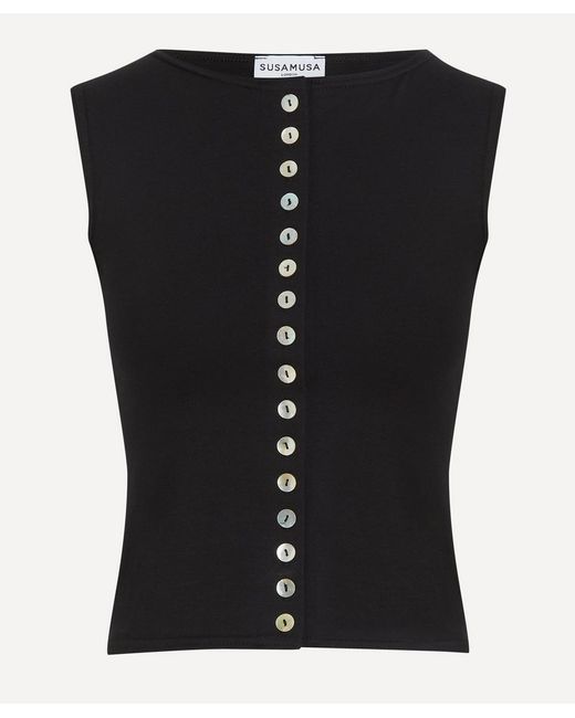 Susamusa Black Sadaf Button-Down Top