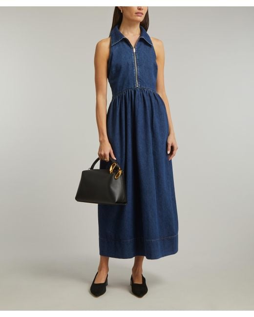 ALIGNE Blue Women's Gabi Sleeveless Denim Halter Midi-dress 8
